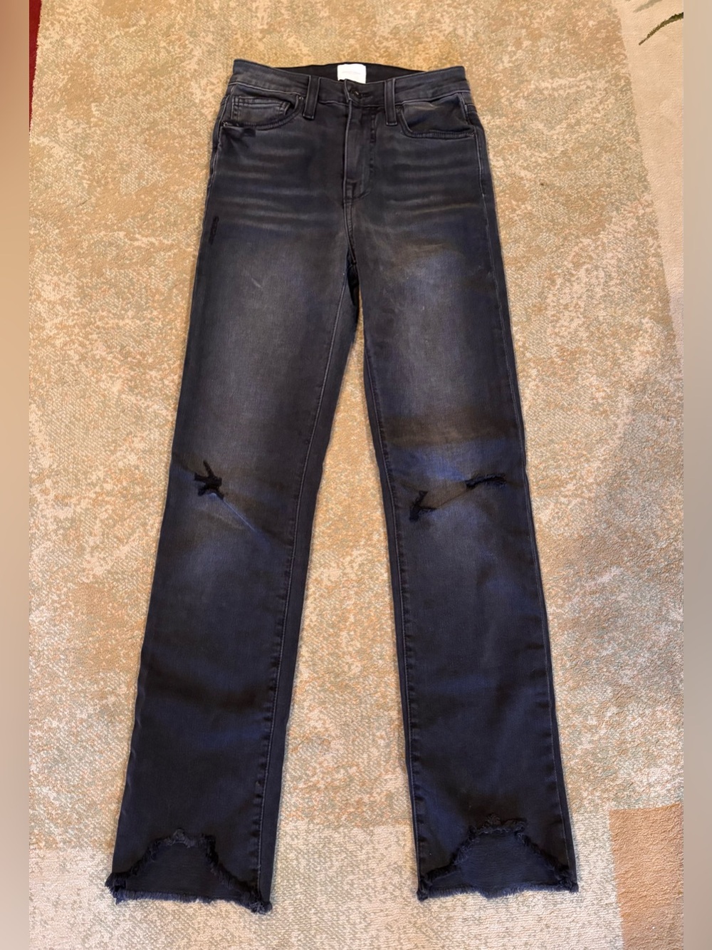 Jonathan Simkhai Standard Jeans Women’s 25 Black Distressed Raw Hem High Rise